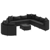 Thumbnail for 10-tlg. Garten-Sofagarnitur mit Kissen Schwarz Poly Rattan