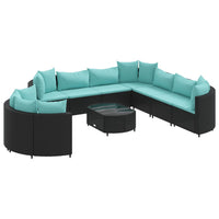 Thumbnail for 10-tlg. Garten-Sofagarnitur mit Kissen Schwarz Poly Rattan
