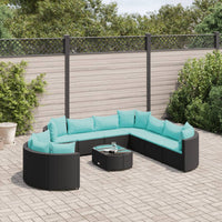 Thumbnail for 10-tlg. Garten-Sofagarnitur mit Kissen Schwarz Poly Rattan