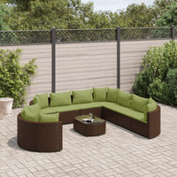Thumbnail for 10-tlg. Garten-Sofagarnitur mit Kissen Braun Poly Rattan