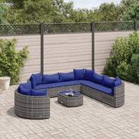 Thumbnail for 10-tlg. Garten-Sofagarnitur mit Kissen Grau Poly Rattan