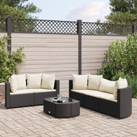 Thumbnail for 6-tlg. Garten-Sofagarnitur mit Kissen Schwarz Poly Rattan