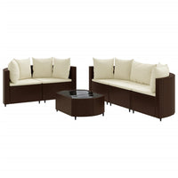 Thumbnail for 6-tlg. Garten-Sofagarnitur mit Kissen Braun Poly Rattan