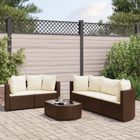 Thumbnail for 6-tlg. Garten-Sofagarnitur mit Kissen Braun Poly Rattan