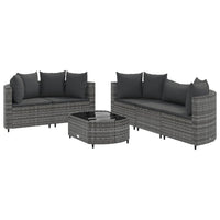 Thumbnail for 6-tlg. Garten-Sofagarnitur mit Kissen Grau Poly Rattan
