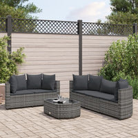 Thumbnail for 6-tlg. Garten-Sofagarnitur mit Kissen Grau Poly Rattan