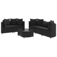 Thumbnail for 6-tlg. Garten-Sofagarnitur mit Kissen Schwarz Poly Rattan