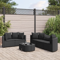Thumbnail for 6-tlg. Garten-Sofagarnitur mit Kissen Schwarz Poly Rattan