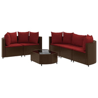 Thumbnail for 6-tlg. Garten-Sofagarnitur mit Kissen Braun Poly Rattan