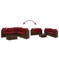 Thumbnail for 6-tlg. Garten-Sofagarnitur mit Kissen Braun Poly Rattan