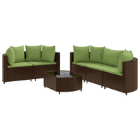 Thumbnail for 6-tlg. Garten-Sofagarnitur mit Kissen Braun Poly Rattan