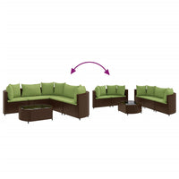 Thumbnail for 6-tlg. Garten-Sofagarnitur mit Kissen Braun Poly Rattan