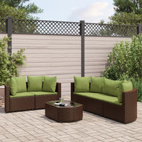 Thumbnail for 6-tlg. Garten-Sofagarnitur mit Kissen Braun Poly Rattan