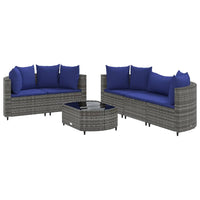 Thumbnail for 6-tlg. Garten-Sofagarnitur mit Kissen Grau Poly Rattan