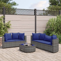 Thumbnail for 6-tlg. Garten-Sofagarnitur mit Kissen Grau Poly Rattan