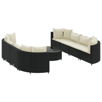 Thumbnail for 9-tlg. Garten-Sofagarnitur mit Kissen Schwarz Poly Rattan