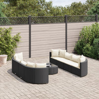 Thumbnail for 9-tlg. Garten-Sofagarnitur mit Kissen Schwarz Poly Rattan