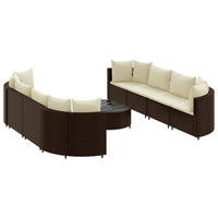 Thumbnail for 9-tlg. Garten-Sofagarnitur mit Kissen Braun Poly Rattan