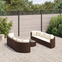 Thumbnail for 9-tlg. Garten-Sofagarnitur mit Kissen Braun Poly Rattan