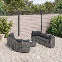 Thumbnail for 9-tlg. Garten-Sofagarnitur mit Kissen Grau Poly Rattan