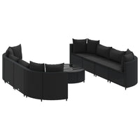Thumbnail for 9-tlg. Garten-Sofagarnitur mit Kissen Schwarz Poly Rattan