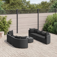 Thumbnail for 9-tlg. Garten-Sofagarnitur mit Kissen Schwarz Poly Rattan