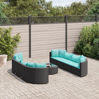 Thumbnail for 9-tlg. Garten-Sofagarnitur mit Kissen Schwarz Poly Rattan