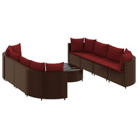 Thumbnail for 9-tlg. Garten-Sofagarnitur mit Kissen Braun Poly Rattan