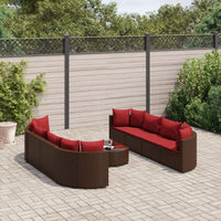 Thumbnail for 9-tlg. Garten-Sofagarnitur mit Kissen Braun Poly Rattan
