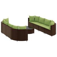 Thumbnail for 9-tlg. Garten-Sofagarnitur mit Kissen Braun Poly Rattan