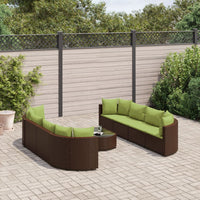 Thumbnail for 9-tlg. Garten-Sofagarnitur mit Kissen Braun Poly Rattan