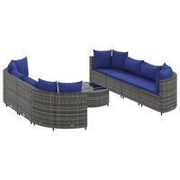 Thumbnail for 9-tlg. Garten-Sofagarnitur mit Kissen Grau Poly Rattan