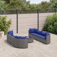 Thumbnail for 9-tlg. Garten-Sofagarnitur mit Kissen Grau Poly Rattan