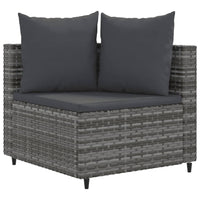 Thumbnail for 7-tlg. Garten-Sofagarnitur mit Kissen Grau Poly Rattan