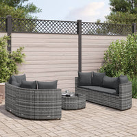 Thumbnail for 7-tlg. Garten-Sofagarnitur mit Kissen Grau Poly Rattan