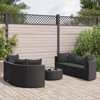 Thumbnail for 7-tlg. Garten-Sofagarnitur mit Kissen Schwarz Poly Rattan