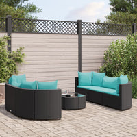 Thumbnail for 7-tlg. Garten-Sofagarnitur mit Kissen Schwarz Poly Rattan