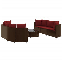 Thumbnail for 7-tlg. Garten-Sofagarnitur mit Kissen Braun Poly Rattan