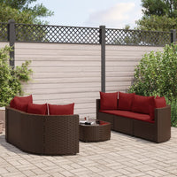 Thumbnail for 7-tlg. Garten-Sofagarnitur mit Kissen Braun Poly Rattan