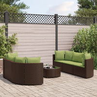 Thumbnail for 7-tlg. Garten-Sofagarnitur mit Kissen Braun Poly Rattan