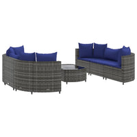 Thumbnail for 7-tlg. Garten-Sofagarnitur mit Kissen Grau Poly Rattan
