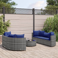Thumbnail for 7-tlg. Garten-Sofagarnitur mit Kissen Grau Poly Rattan