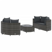 Thumbnail for 5-tlg. Garten-Sofagarnitur mit Kissen Grau Poly Rattan