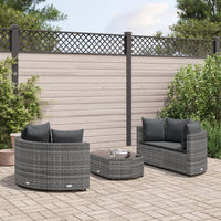 Thumbnail for 5-tlg. Garten-Sofagarnitur mit Kissen Grau Poly Rattan