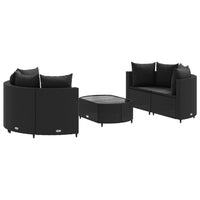 Thumbnail for 5-tlg. Garten-Sofagarnitur mit Kissen Schwarz Poly Rattan