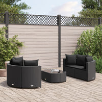 Thumbnail for 5-tlg. Garten-Sofagarnitur mit Kissen Schwarz Poly Rattan