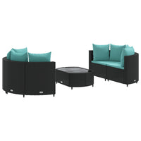 Thumbnail for 5-tlg. Garten-Sofagarnitur mit Kissen Schwarz Poly Rattan