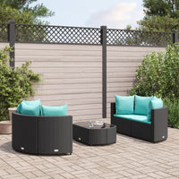 Thumbnail for 5-tlg. Garten-Sofagarnitur mit Kissen Schwarz Poly Rattan