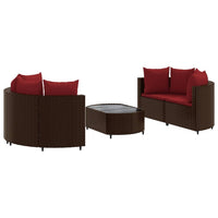 Thumbnail for 5-tlg. Garten-Sofagarnitur mit Kissen Braun Poly Rattan