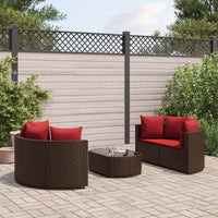 Thumbnail for 5-tlg. Garten-Sofagarnitur mit Kissen Braun Poly Rattan